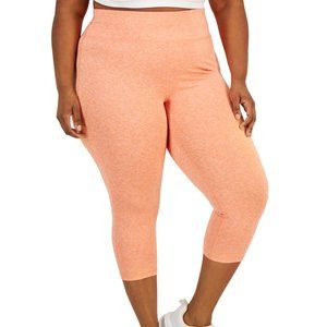 NWT ID Ideology Womens High Rise Crop Back Pocket Leggings Coral Sz 1X $50 B349